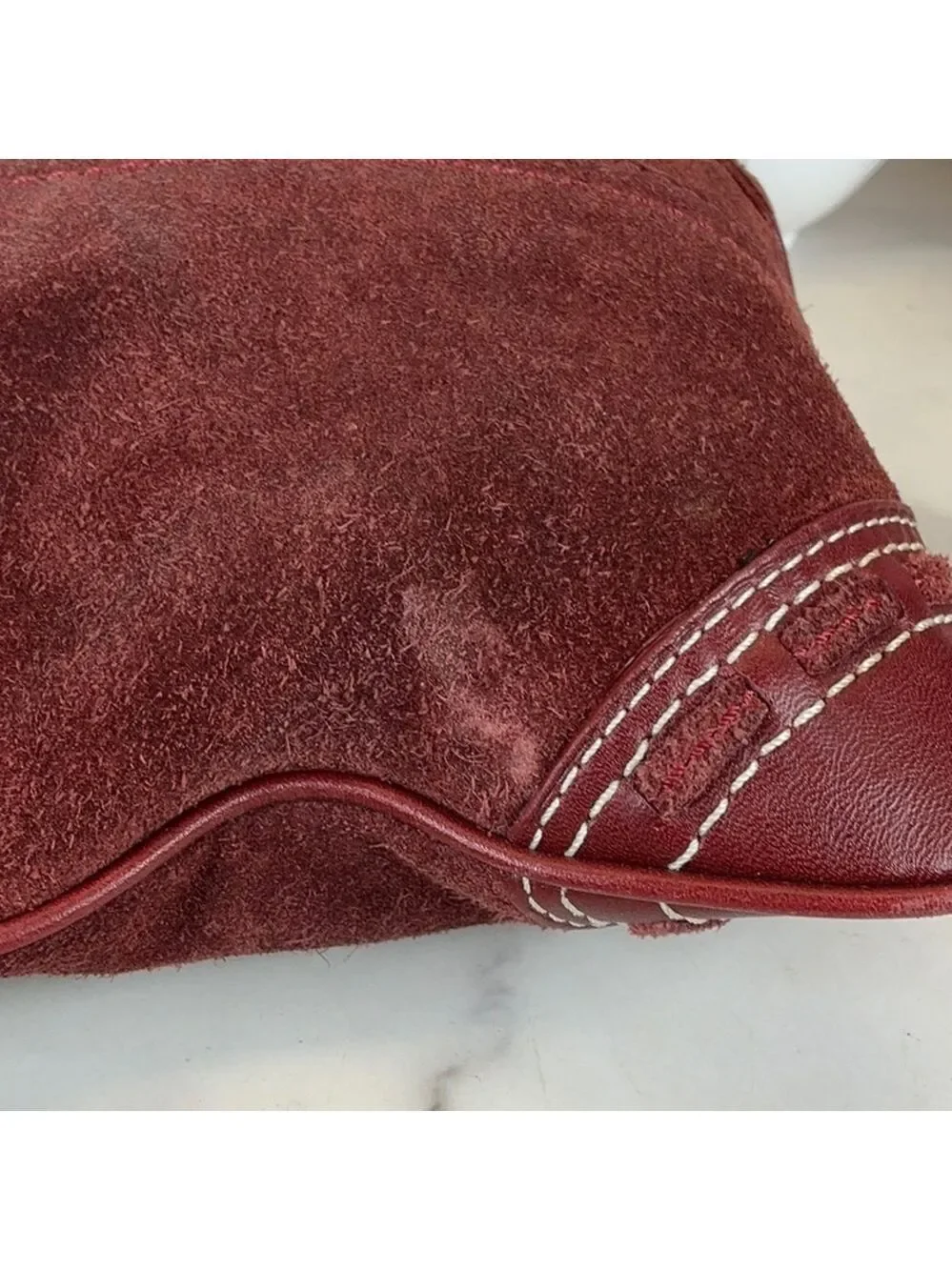 Coach Y2K Vintage Red Burgundy Suede‎ Shoulder Crossbody Messenger Bag